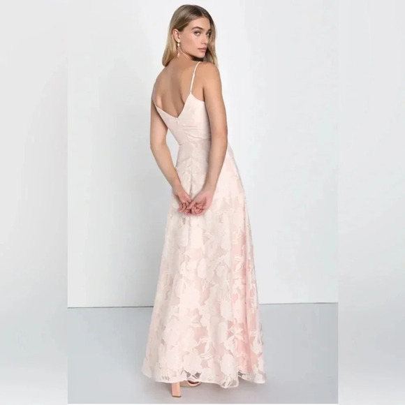 Lulus Celebrative Mood Blush Pink Floral A-Line Maxi Dress sz S nwot - Picture 4 of 4